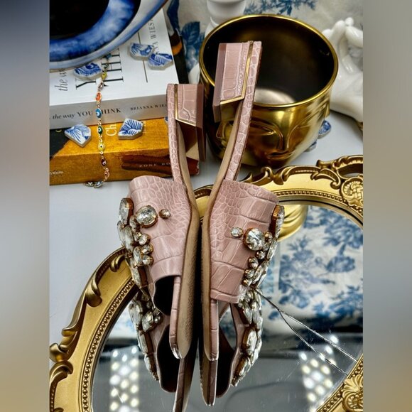 🆕 TORY BURCH 🧿 NWOT Martine 25mm Slides, Pink Croc Embossed Crystal Embellish - Picture 9 of 15